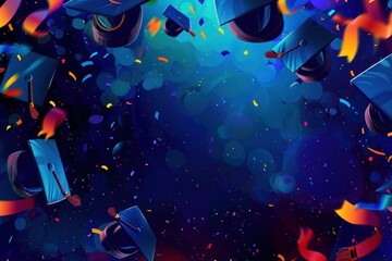 Stunning graduation background capturing the essence of achievement and celebration with elegant decorations and vibrant colors.