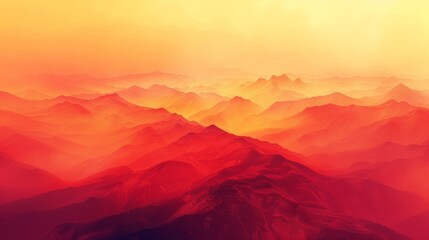 夕日に染まる山