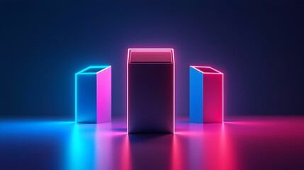 Futuristic Voting Booth with Sleek Geometric Neon Lighting