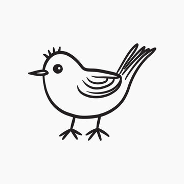 recommend clip art: Simple black line bird illustration