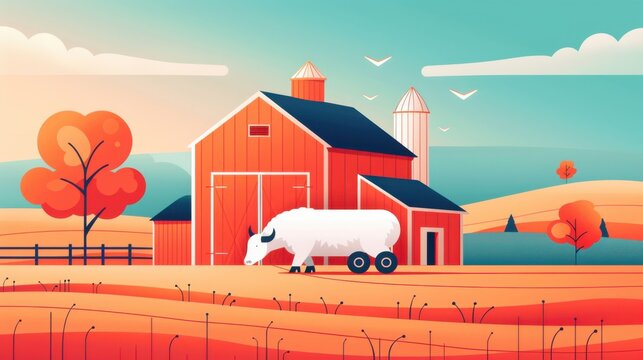 Farm logistics, organizing animal distribution, flat design illustration