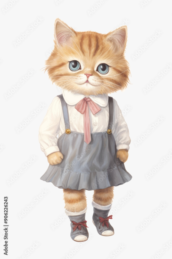 Poster Adorable kitten in school uniform