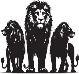 Group of Lion Silhouette isolated on white background Minimalist lion vector shape icon