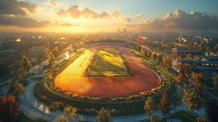 An artistic image of a track and field stadium in Paris