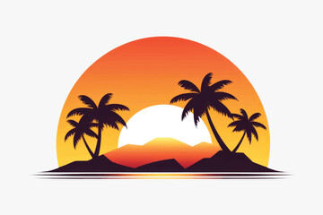 Fototapeta premium Tropical sunset island scene
