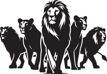 Group of Lion Silhouette isolated on white background Minimalist lion vector shape icon
