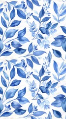 Fototapeta premium Seamless pattern with a zigzag pattern in classic blue and white. Conveyed in watercolor