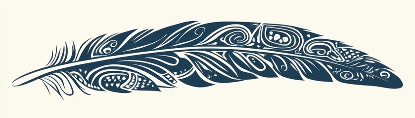 Obraz premium Elegant decorative feather illustration, showcasing intricate designs and patterns in rich colors, perfect for creative projects.