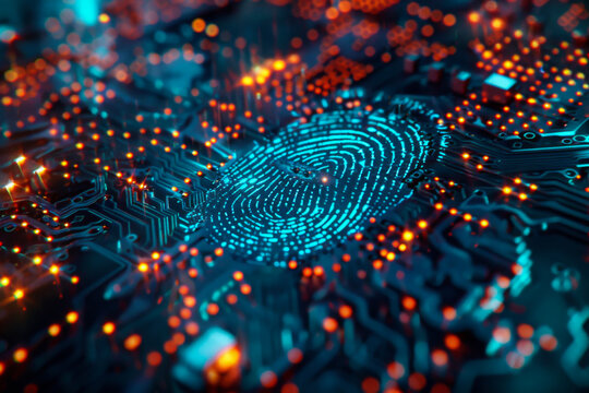 fingerprint on digital background