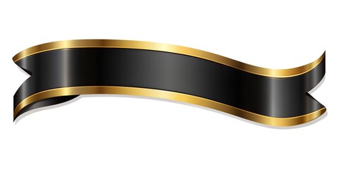 a gold and black piece of ribbon with a black ribbon Golden Opulence Three Dimensional Black AI Generative