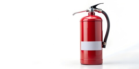 Red Fire Extinguisher with White Label Isolated on White AI Generative