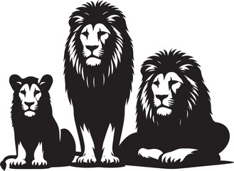 Group of Lion Silhouette isolated on white background Minimalist lion vector shape icon