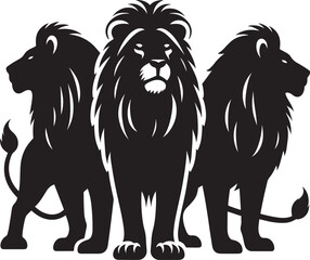 Group of Lion Silhouette isolated on white background Minimalist lion vector shape icon
