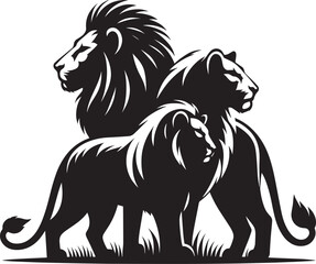 Group of Lion Silhouette isolated on white background Minimalist lion vector shape icon