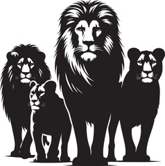 Group of Lion Silhouette isolated on white background Minimalist lion vector shape icon