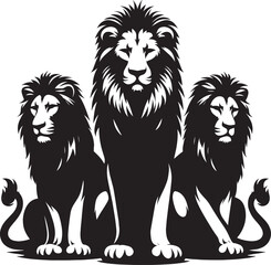 Group of Lion Silhouette isolated on white background Minimalist lion vector shape icon