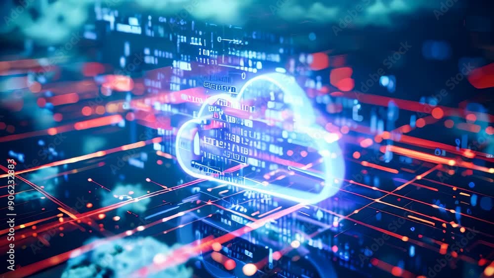 Poster digital information technology abstract background. cloud storage and computing concept.