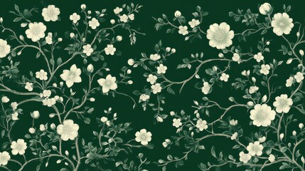 Winding Vines and Blooming Flowers Background