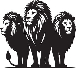 Group of Lion Silhouette isolated on white background Minimalist lion vector shape icon