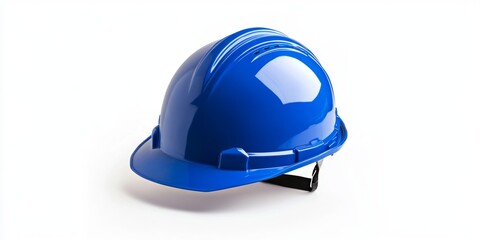 Fototapeta premium Vibrant Blue Construction Helmet on White Background: Essential Safety Symbol for Building Industry. High-Resolution Isolated Hard Hat Illustration for Workplace Protection, Engineering Projects, and 