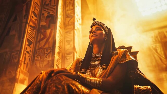 Queen Cleopatra sitting on her throne