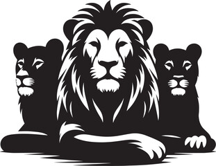 Group of Lion Silhouette isolated on white background Minimalist lion vector shape icon