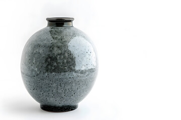 Grey ceramic vase isolated on white background