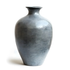 Grey ceramic vase isolated on white background