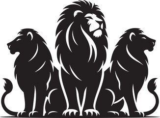 Group of Lion Silhouette isolated on white background Minimalist lion vector shape icon