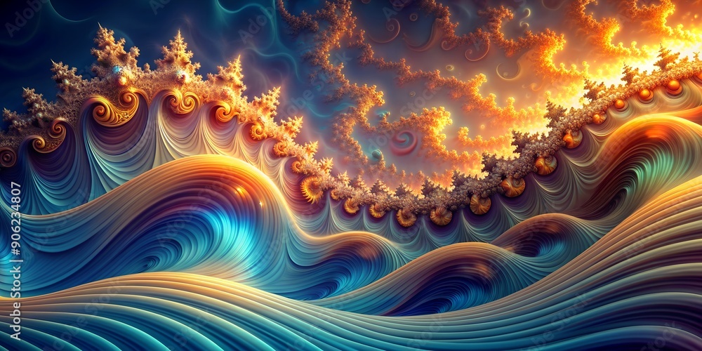 Aufkleber abstract fractal background with waves ai-generated content