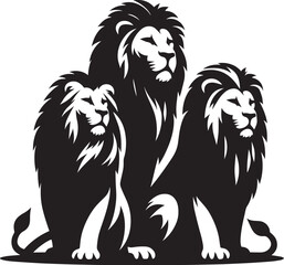 Group of Lion Silhouette isolated on white background Minimalist lion vector shape icon