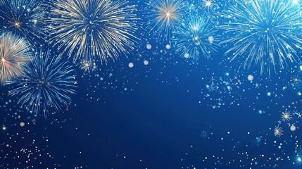 Golden and Blue Fireworks Display Against a Night Sky