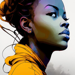 Mysterious woman with painted face, hair like art, lips like masks, eyes a carnival of beauty