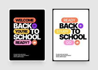 Back to school layout template. Design with colorful geometric shapes and eye catching typography for your flyer, poster, cover, brochure or banner.