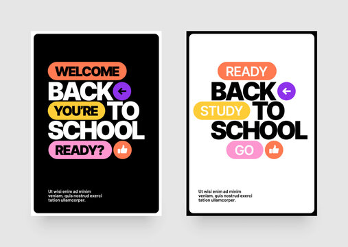 Back to school layout template. Design with colorful geometric shapes and eye catching typography for your flyer, poster, cover, brochure or banner.