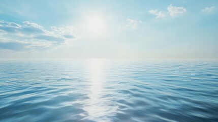 Fototapeta premium A calm ocean with a bright sun shining on the water