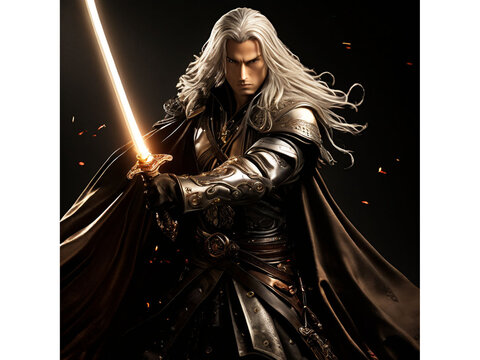 Sephiroth in mid-swing with his katana