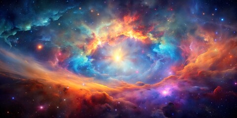 Colorful nebular galaxy stars and clouds as stary night cosmos Supernova background wallpaper AI Generative