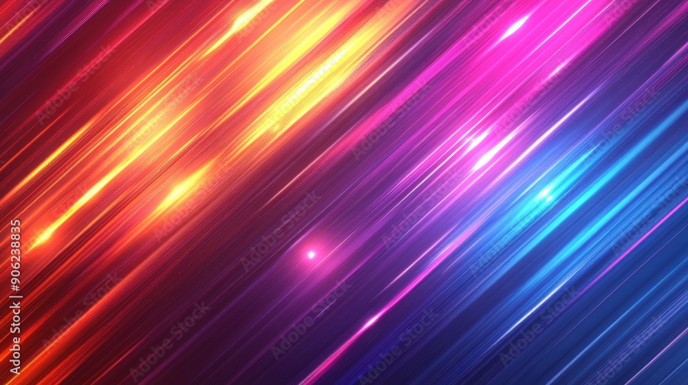 Poster Diagonal lines of light are streaking across a dark background