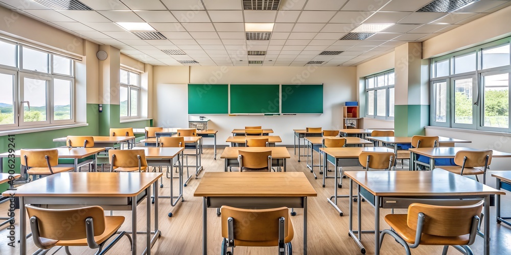 Poster empty classroom from rear view creative ai