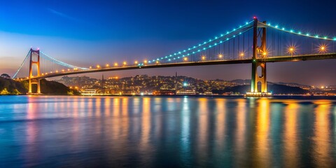 Fototapeta premium Istanbul Bosphorus Bridge at Night AI Generative