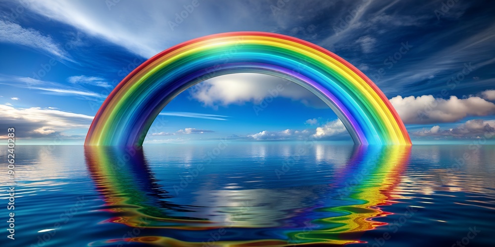 Poster a rainbow shaped structure in water generative by ai
