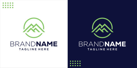 Creative Abstract M Mountain Logo, Design Inspiration, Illustration, Vector