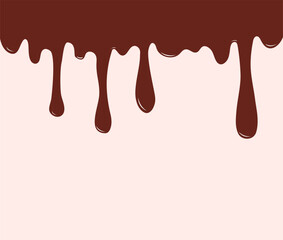 Dripping melted chocolate. Dripping liquid banner. Flowing chocolate isolated on white background. spilled liquid, leak, splash. Vector illustration.