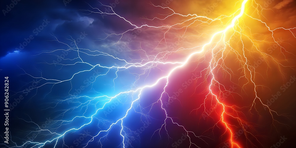 Poster colored background with lightning strike ai-created content