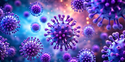 Purple and Blue Viruses in Abstract Painting Style AI-Created Content