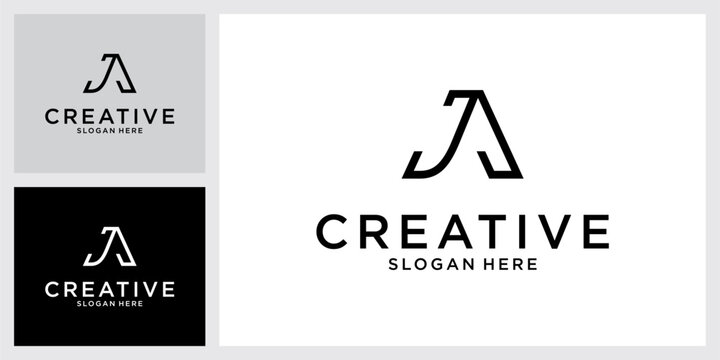 JA or AJ initial letter logo design vector