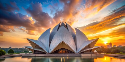 lotus temple in the evening sky delhi india Generative By AI