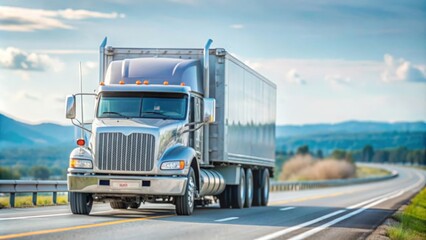 Big Rig Truck on Rural Highway Background
