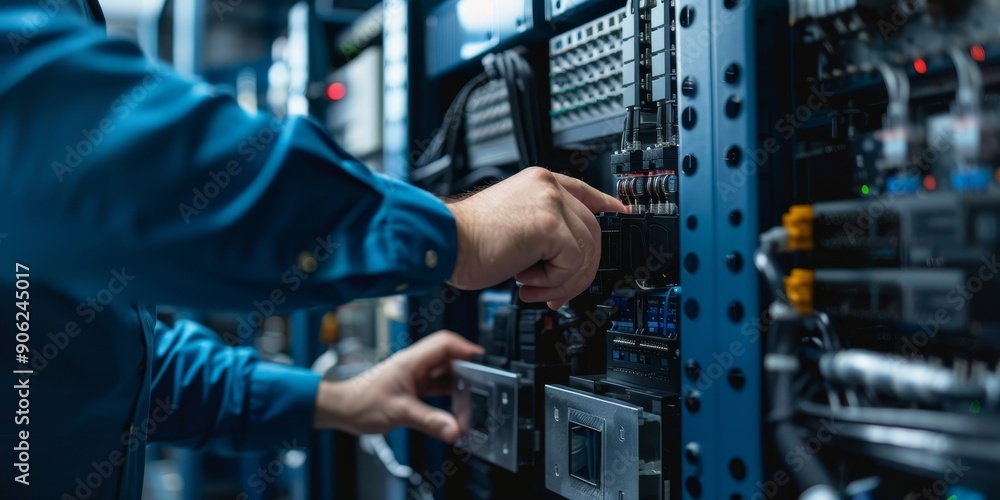 Poster close-up of a technician replacing hardware components, crucial for effective system maintenance